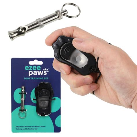 Ezee Paws Dog Whistle And Clicker Puppy Training Adjustable Pitch