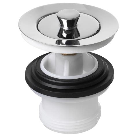 The strainer goes between the drain bottom and the drain cover, the cover screws into the center hole. ORREVIK Bonde pour évier - chromé - IKEA