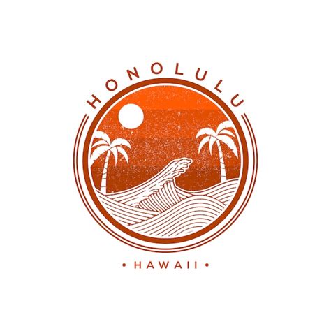 Ilustración De Logotipo De Honolulu Hawaii Vector Vector Premium