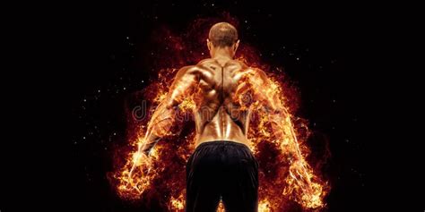 Burning Muscular Male Bodybuilder Back Stock Photo Image Of Exercise