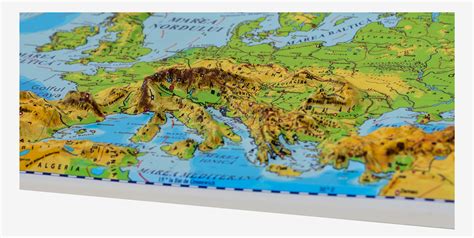 Europa Harta Fizica și Politică Proiecţie Mercator 3d Format A3