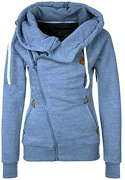 damen hoodie reißverschluss langärmelige kapuzenpullover sweatshirt sweatjacke kapuzenjacke