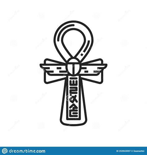 Egyptian Ankh Cross Isolated Outline Vector Icon Stock Vector