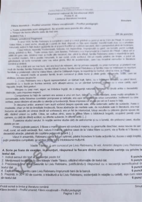 Simulare BAC 2023 Subiecte la română și barem primite la simularea