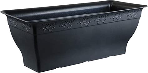 Extra Large Black Plastic Butterfly Embossed Trough Planter 25cm H