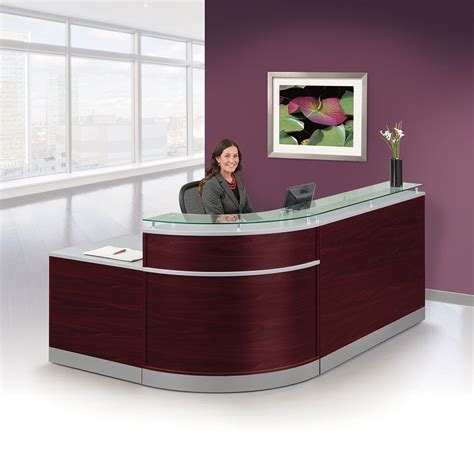 Esquire Glass Top Reception Desk 95w X 64d 76239 And More Lifetime