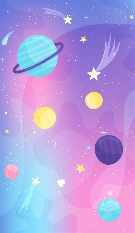 Planètes Kawaii 3 Space Phone Wallpaper Galaxy Wallpaper Cute