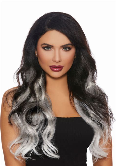 3 Piece Long Straight Ombre Greywhite Hair Extensions