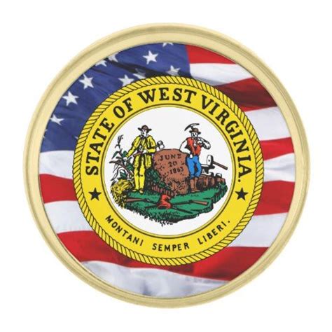 West Virginia Great Seal Lapel Pin West Virginia State Flag West