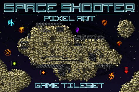 Space Shooter Game Tileset Pixel Art By Free Game Assets