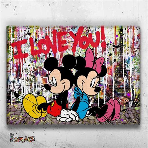 Tableau Mickey Minnie Loves Toile Pop Art Déco Murale Moderne The