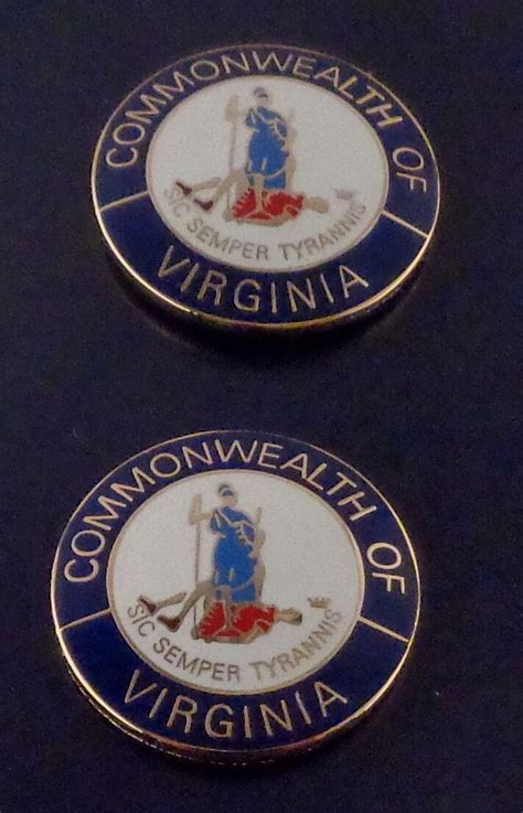 Virginia Commonwealth Collar Pins Gold Va State Seal 1516 Usa Made