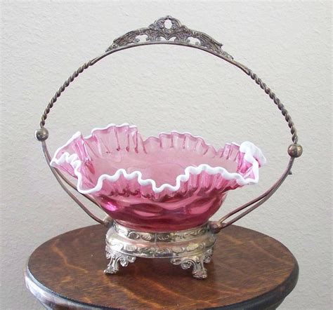 Vintage Brides Basket With Fenton Style Bowl From Southernclassics On Ruby Lane