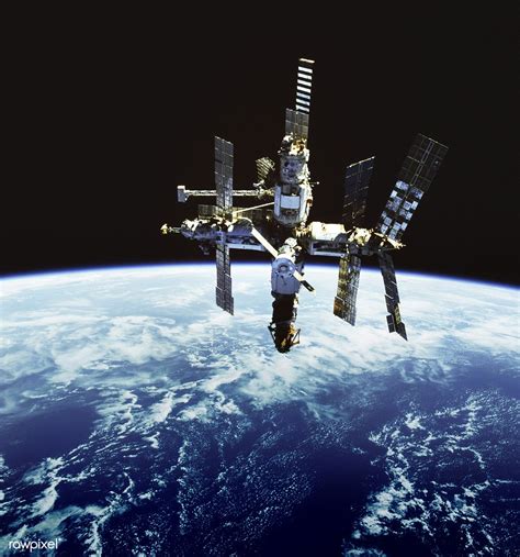 Russias Mir Space Station Is Backdropped Against Earths Horizon Original From Nasa