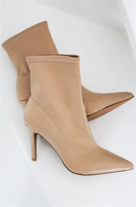 Colors Of California Ankle Boot Stretch Satin Nude