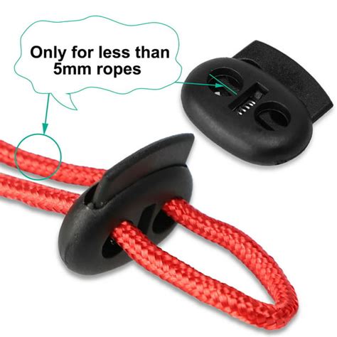 unique bargains 100pcs spring cord locks plastic rope end fastener double holes toggle