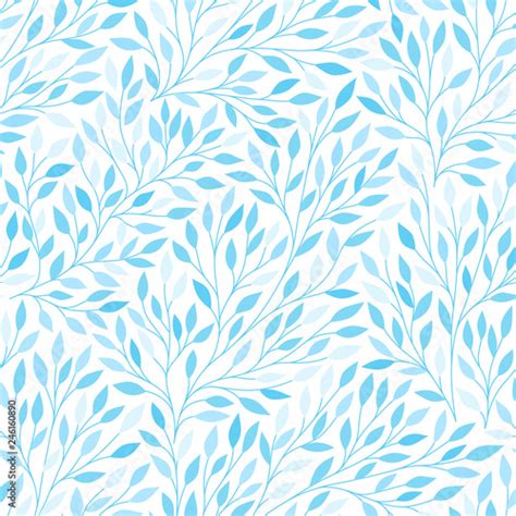 Seamless Light Blue Leaves Pattern Vector Illustration Endless