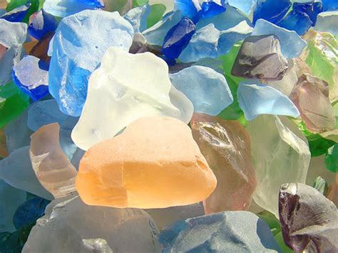 Orange Seaglass Artwork Ts Coastal Beach Blue Green Sea Glass Art