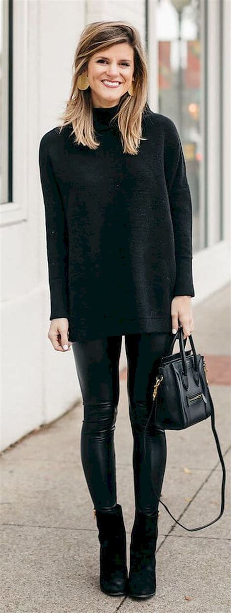 51 Cute Outfit Ideas For Winter With Leather Legging