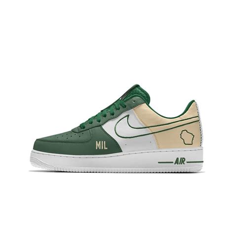 Nike Air Force 1 Low Premium Id Milwaukee Bucks Mens Shoe Size 10