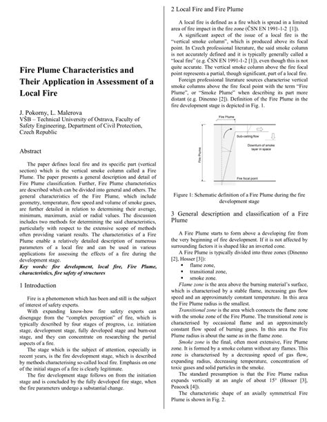 Pdf Fire Plume Characteristics And Their Application In Assessment Of