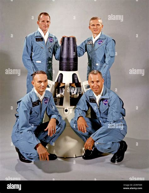 Portrait Of The Gemini 7 Prime And Backup Crew Members Around A Model