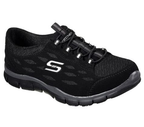Skechers Sz 7 Womens Black Shoes Slip On Air Cooled Memory Foam Sn