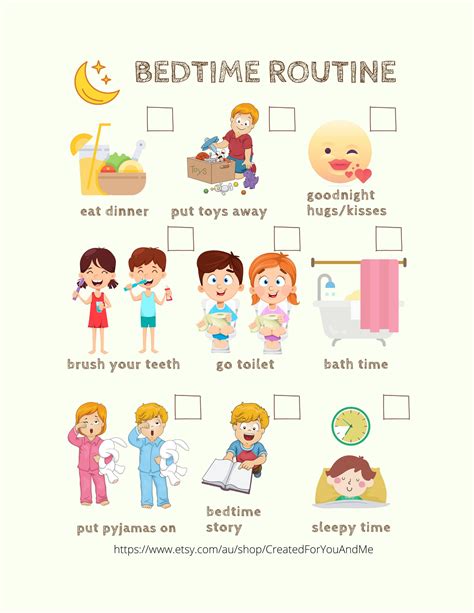 Printable Toddler Bedtime Routine Chart
