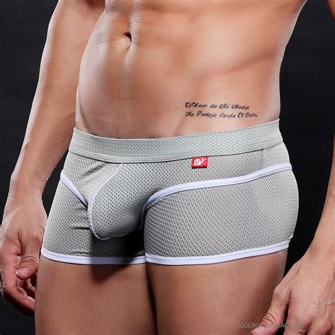 Wj Mens Quick Dry Underwear Low Rise Sexy Boxers Pouch Mesh Breathable