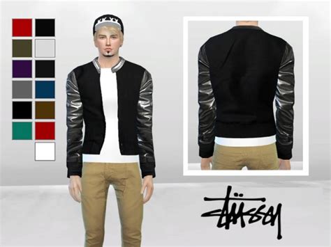 The Sims Resource Metallic Leather Bomber Jacket By Mclaynesims Sims