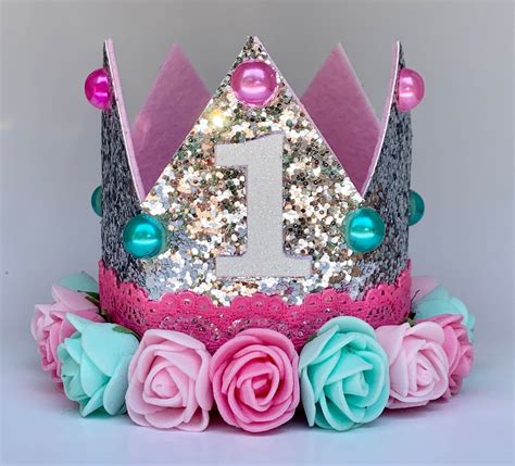 1st Birthday Crown First Birthday Crown Girl Birthday Party Etsy First Birthday Crown