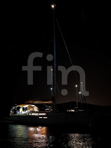 Sailboat At Night Starry Sky Fin
