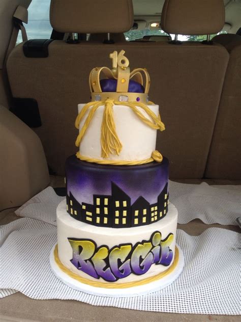 Happy birthday my darling sixteen year old son! Princely cake for a 16 year old boy in purple and gold ...