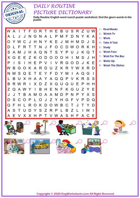 Daily Routines Esl Word Search Puzzle Worksheets For Vrogue Co