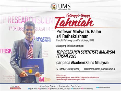 Pensyarah Ums Terima Pengiktirafan Top Research Scientists Malaysia