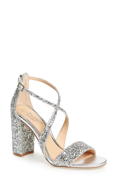 Jewel Badgley Mischka Cook Block Heel Glitter Sandal Nordstrom Sparkly Wedding Shoes