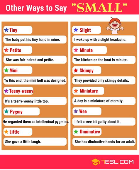 Here you use the synonyms for know. Another Word for SMALL | List of 65 Synonyms for SMALL ...
