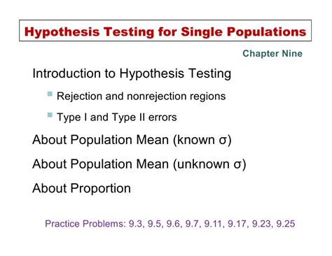 hypothesis testing for single populations chapter nine pdf statistical hypothesis testing