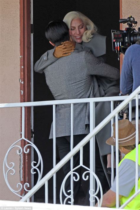 Lady Gaga Kisses Finn Wittrock As They Film American Horror Story Hotel Daily Mail Online
