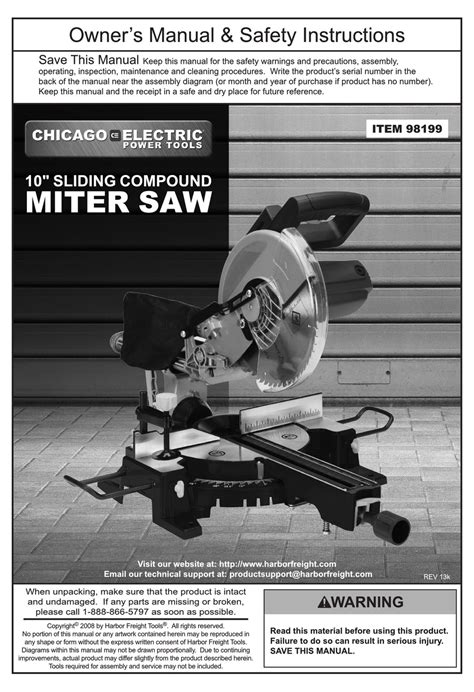 Chicago Electric 98199 Owners And Safety Manual Pdf Download Manualslib