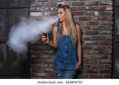 Cloud Smoke Sexy Girl Vapeing Smoking Stock Photo Shutterstock