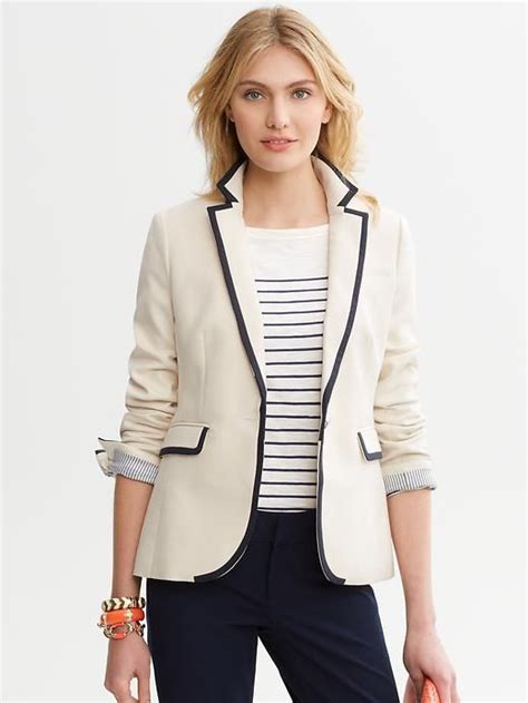 banana republic tipped one button blazer fashion blazer cream blazer