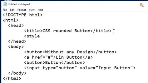 How To Create Css Rounded Button Using Notepad Youtube