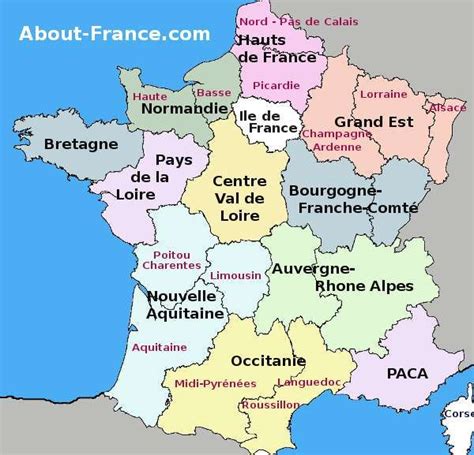 Map Of The French Regions Showing The Regions Of Metropolitan France