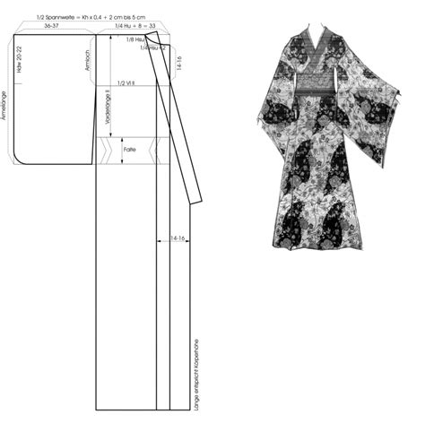 Kimono Schnittkonstruktion Kimono Sewing Pattern Kimono Robe Sewing