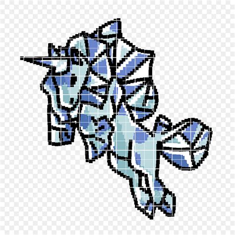 Pixel Art White Transparent Blue Unicorn Pixel Art Dinosaur Art