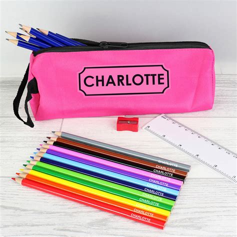 Personalised Pink Pencil Case And Pencils By Sassy Bloom As Seen On Tv