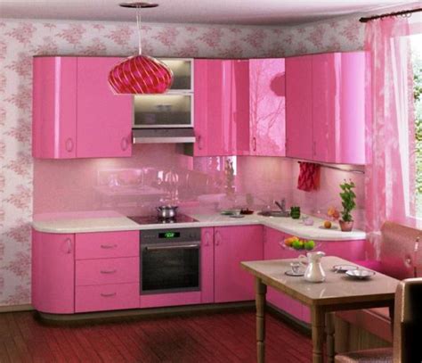 model dapur minimalis warna pink