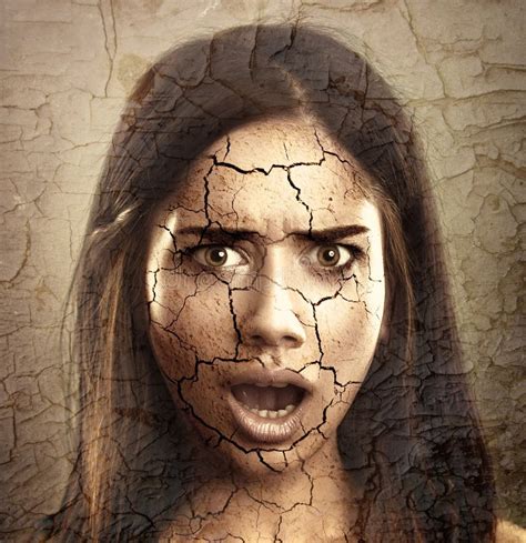 Dry Skin Concept Woman Cracked Face Texture Stock Photos Free