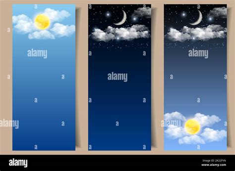 Vector Set Of Day And Night Sky Banners Stock Vector Image And Art Alamy